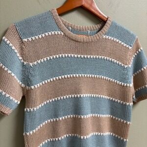 Cottagecore Short Sleeve Sweater Sml Coastal Prairie Boho Summer Spring Casual